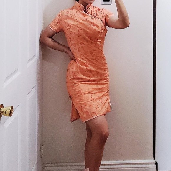 micro floral patterned traditional Chinese retro bodycon Cheongsam Qipao dress - Picture 2 of 4